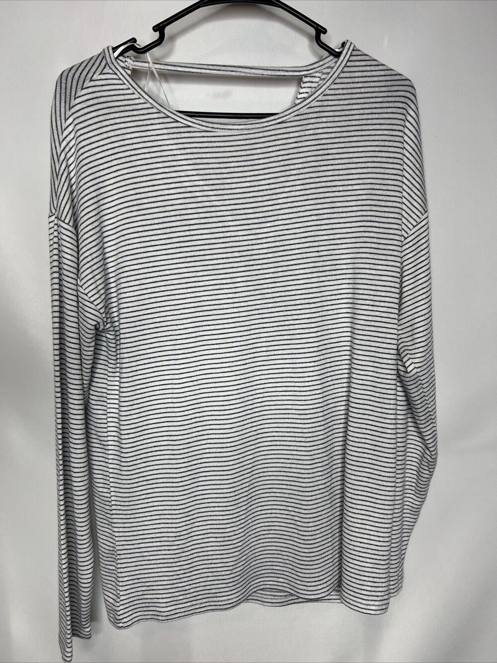 Halston Studio Top Womens Small Striped Cutout Back Long Sleeve Oversized NWT